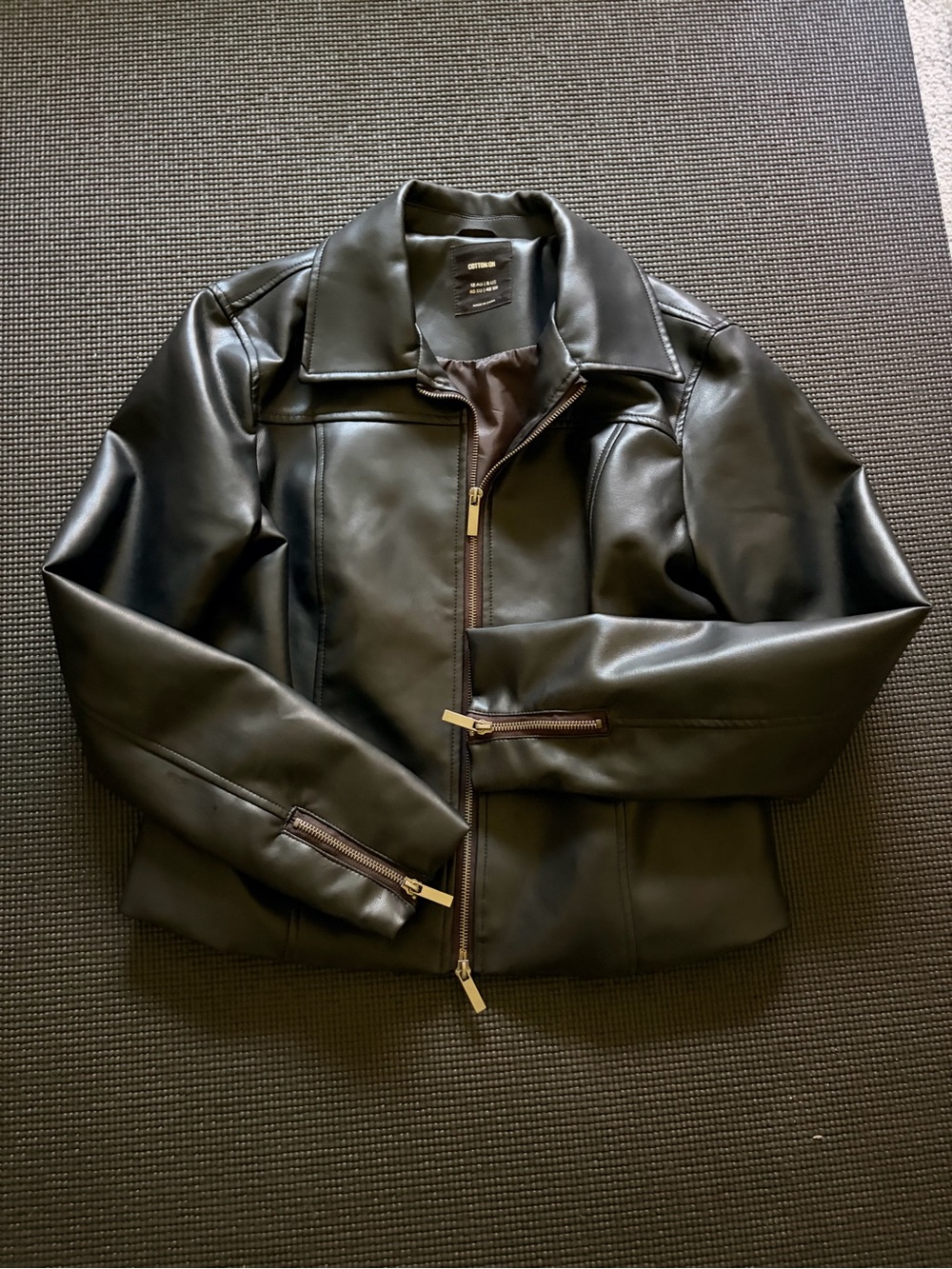 Cotton On women’s Black Faux Leather Bomber Jacket